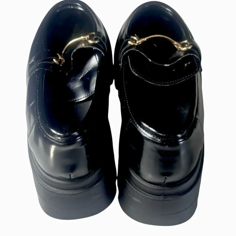 ASOS Design Black Loafers with Gold Accent Sz 9